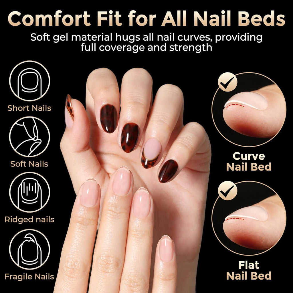 Luckyfairy Extra Short Almond Nail Tips 504pcs Soft Gel Short Nails 12 Size | Pre-Shaped Clear Press On Almond Nails, Half Matte Full Cover Short Nail Tips Acrylic, Natural Almond Shape, Nail Art DIY