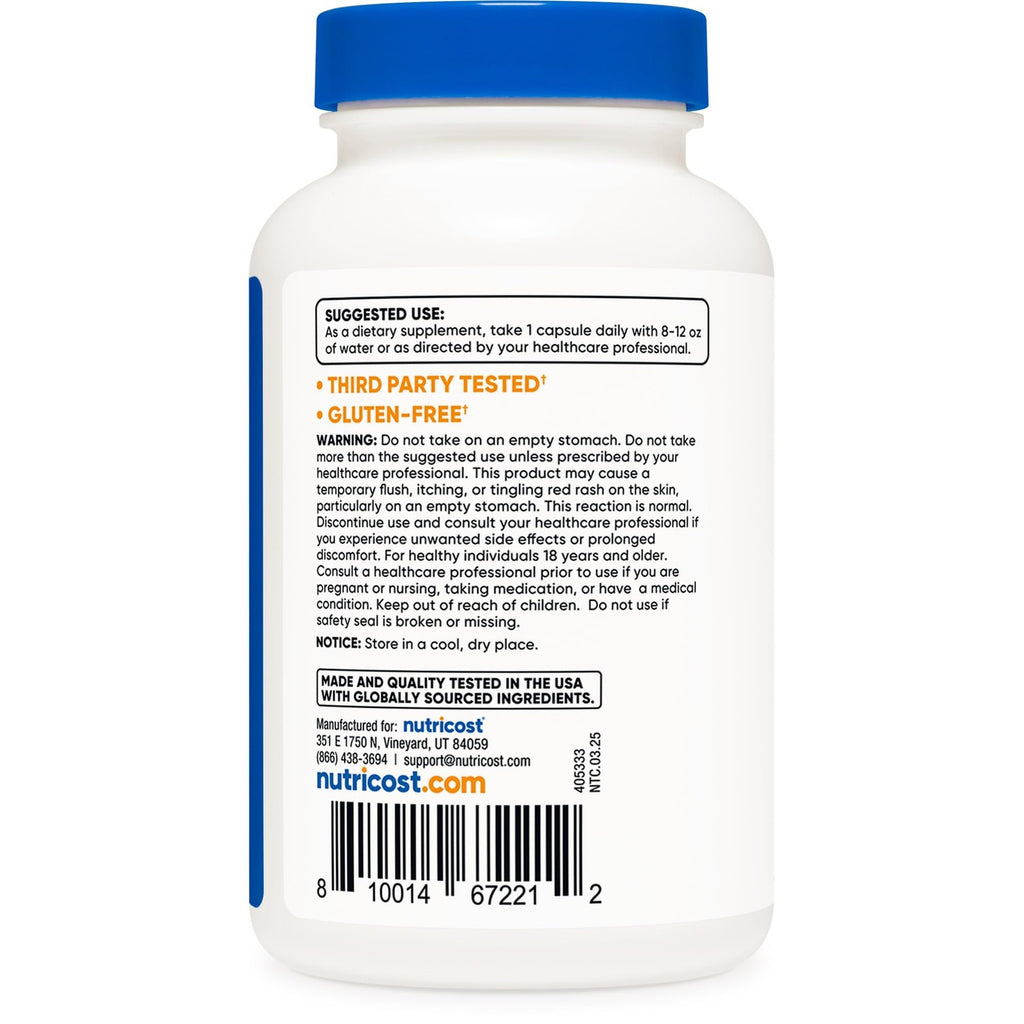Nutricost Niacin (Vitamin B3) 100mg, 240 Capsules, with Flushing | GMO-Free, Gluten Free