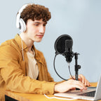 Buy now BILIONE Multifunctional Desktop Microphone Stand, Adjustable Mic Stand Desk with Pop Filter, Shock Mount, Microphone Clip, 5/8" to 3/8" Metal Screw Adapter at indiglob india
