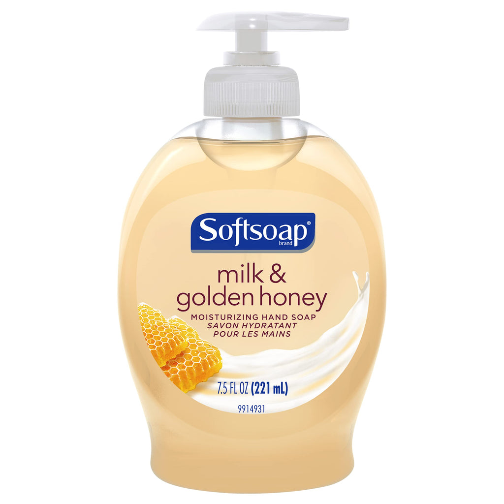 Softsoap Moisturizing Liquid Hand Soap, Milk and Honey, 7.5 Fluid Ounce, Pack of 6 (Package may vary) | Paraben-Free, Phthalate-Free, Washes Away Germs, Bathroom Hand Soap, Kitchen Hand Soap, Daily Handwashing, Gentle on Hands