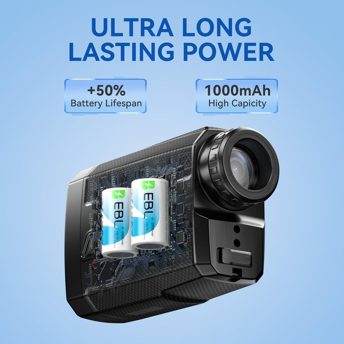EBL CR2 Battery 6 Pack CR2 3V Lithium Batteries High Capacity, Long Lasting Power for Rangefinder, Cameras, Security Sensors, 10 Years Shelf Life