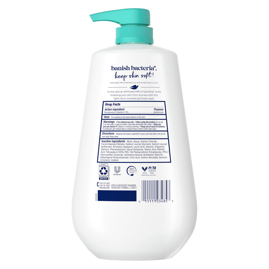 Dove 24hr Lotion Antibacterial Body Wash with Pump, 30.6 oz | Eliminates 99% of bacteria while helping protect skin from dryness and leaving skin soft