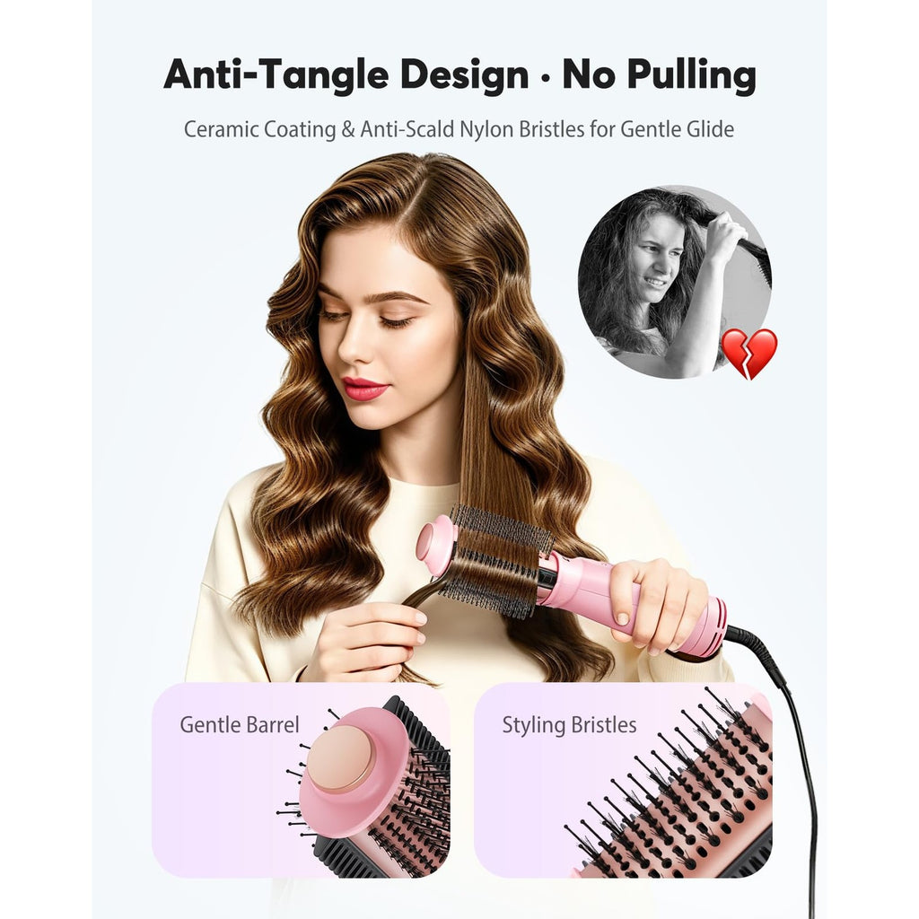 Bopcal Mini Travel Hair Dryer Brush, Dual Voltage Blow Dryer Brush in One