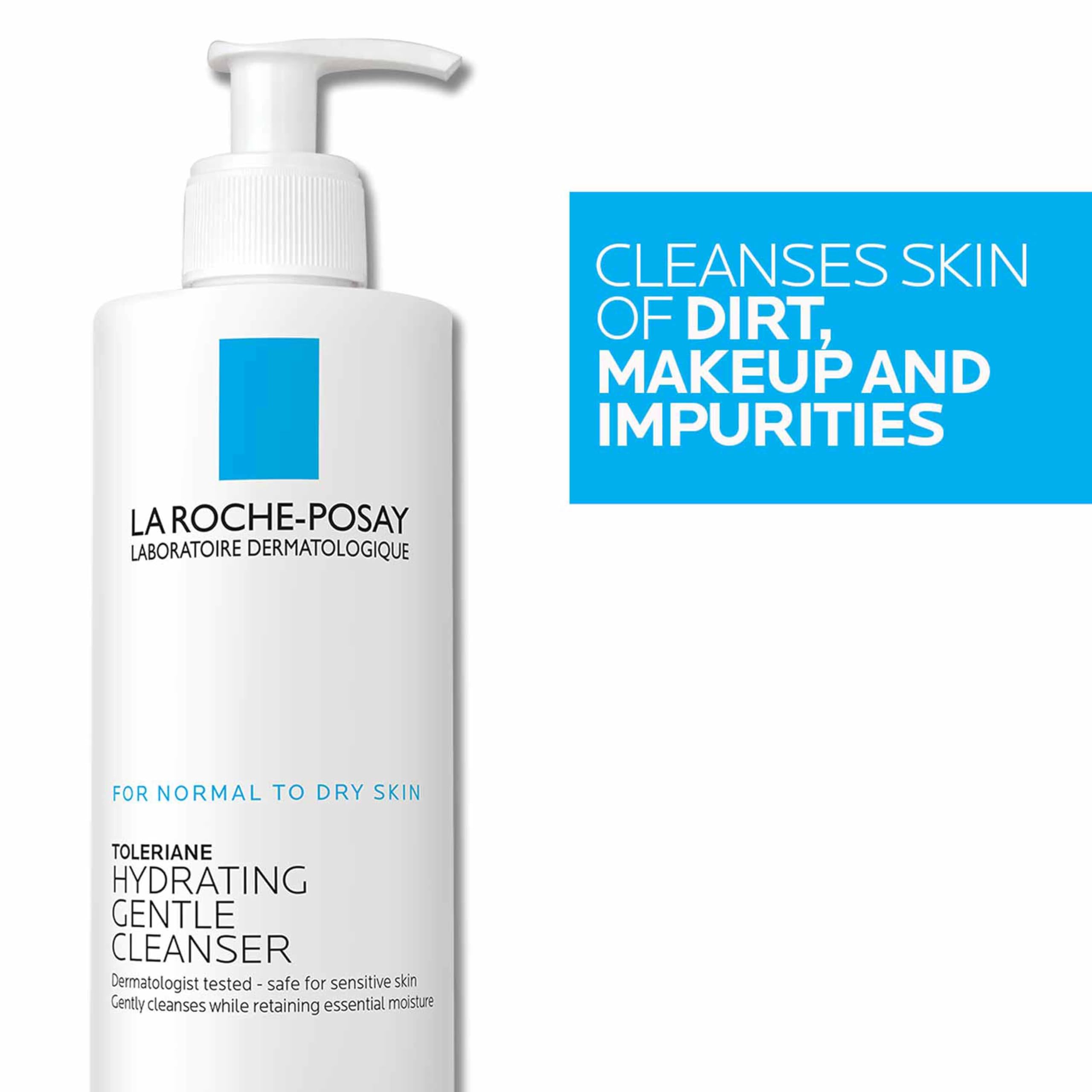 La Roche-Posay Toleriane Hydrating Gentle Facial Cleanser, 13.52oz | Face cleanser with niacinamide & ceramides, safe for sensitive skin. Daily face wash for normal to dry skin, fragrance free.