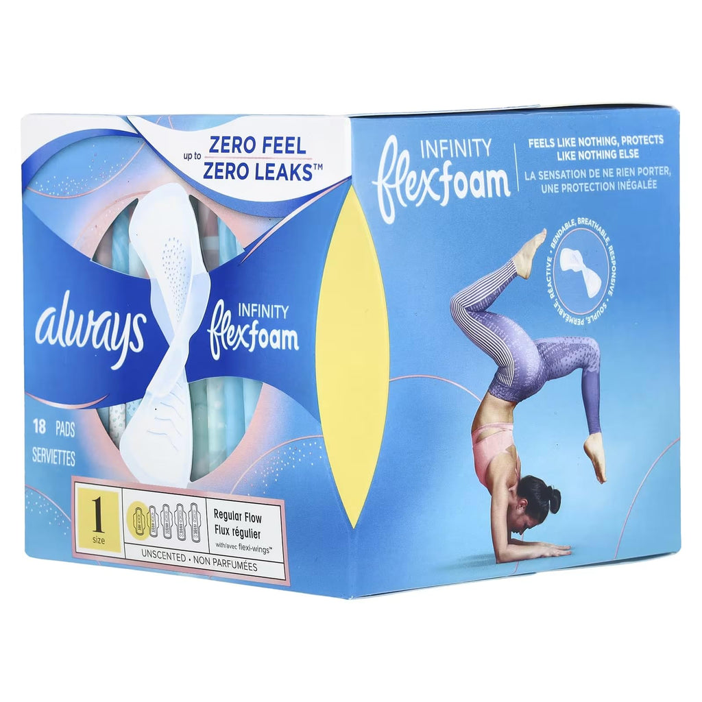 Buy now Always Pads Size 1 Infinity with Flex Foam 18 Count (Pack of 3) at indiglob india