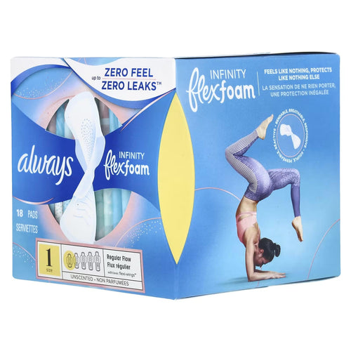 Buy now Always Pads Size 1 Infinity with Flex Foam 18 Count (Pack of 3) at indiglob india