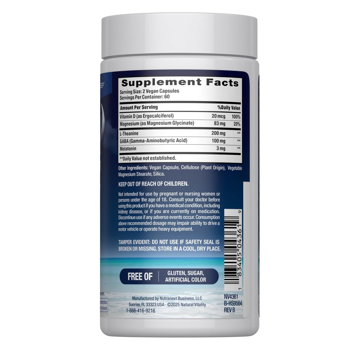 Natural Vitality Calm Sleep Capsules | Magnesium with Melatonin, L-Theanine & Gaba Supplement | For a Good Night's Sleep | Non-GMO, Gluten Free & Vegan | 120 Count