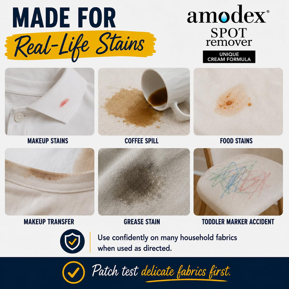 Amodex Ink & Spot Remover for Clothes, Leather and Skin - Removes Ink, Ballpoint, Sharpie, Grease and More, Works on Set-in Stains, Gentle but Powerful, 4oz/120ml Bottle