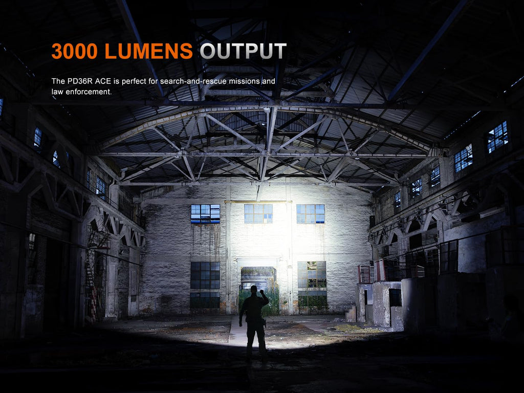 Fenix PD36R ACE 3000 Lumen Rechargeable Tactical Flashlight, USB-C Dual Switch, Set Customizable Brightness Levels, Strobe SOS Long Runtime Waterproof EDC Duty Light Camping Hunting Emergency