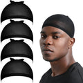Fandamei Wig Cap for Men, 4PCS Black Hair Stocking Cap, Nylon Wig Caps Black, Hair Net for Men, Stretchy, Natural, Lightweight Wave Caps
