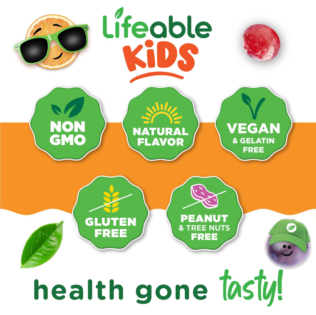 Lifeable Kids Multivitamin with Iron Chewable Tablets, Ages 2+, 150 Count