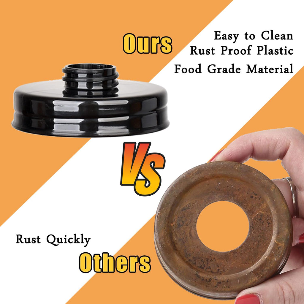 2 Pack Mason Jar Syrup Dispenser Pump Lids, Coffee Syrup Dispensers for Regular Mouth Mason Jars with Rust Proof Plastic Pumps and lids, Kitchen Food Grade Honey Dispenser Pump, Black
