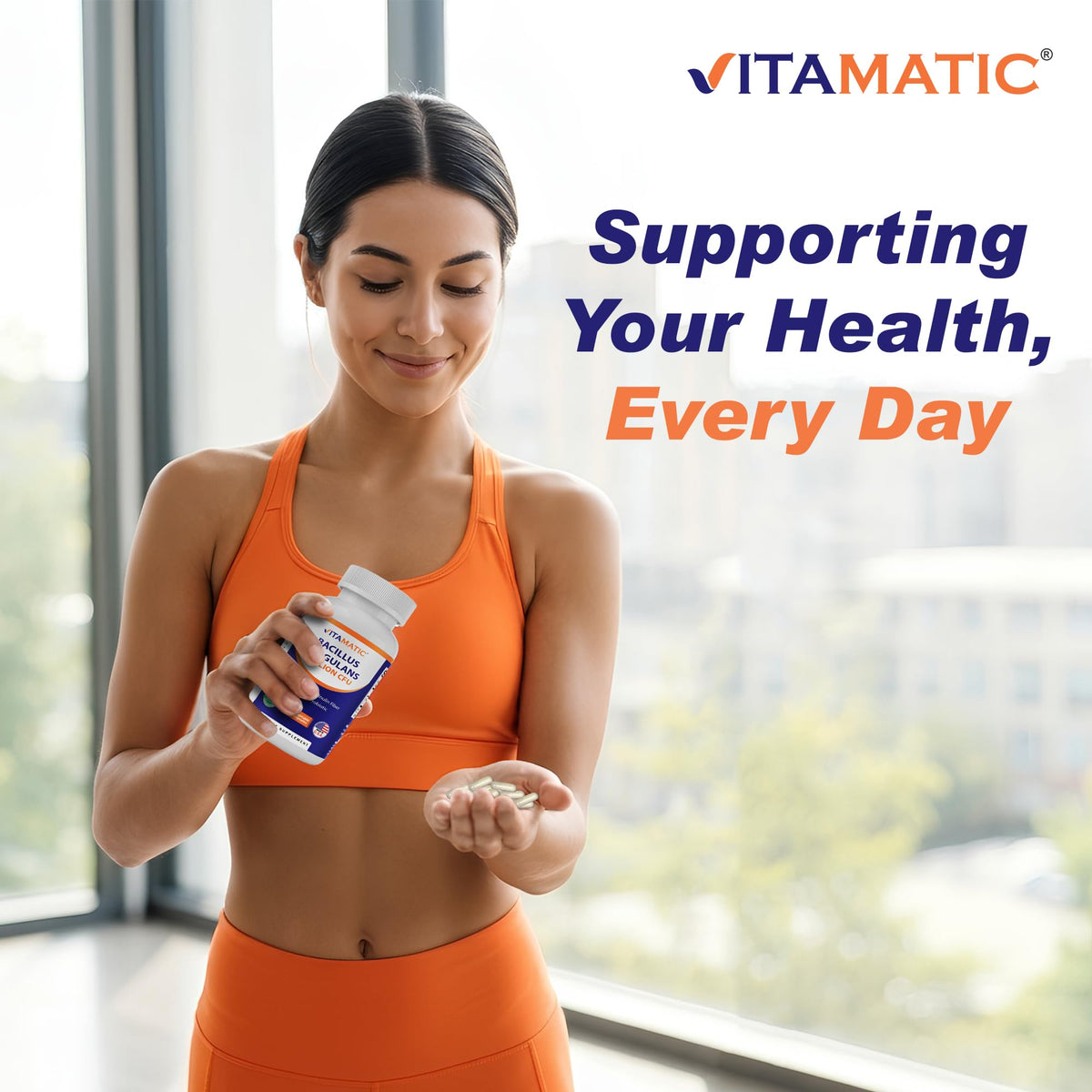 Vitamatic Bacillus Coagulans Shelf Stable Probiotic Supplement - Promote GI Digestive Health - 60 Vegetable Capsules - Survives Stomach Acids