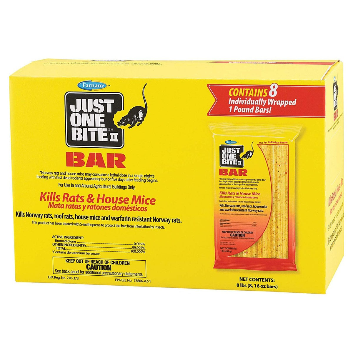 Just One Bite II 16 oz. Rodent Rat Bait Cake Blocks - (Pack of 8)