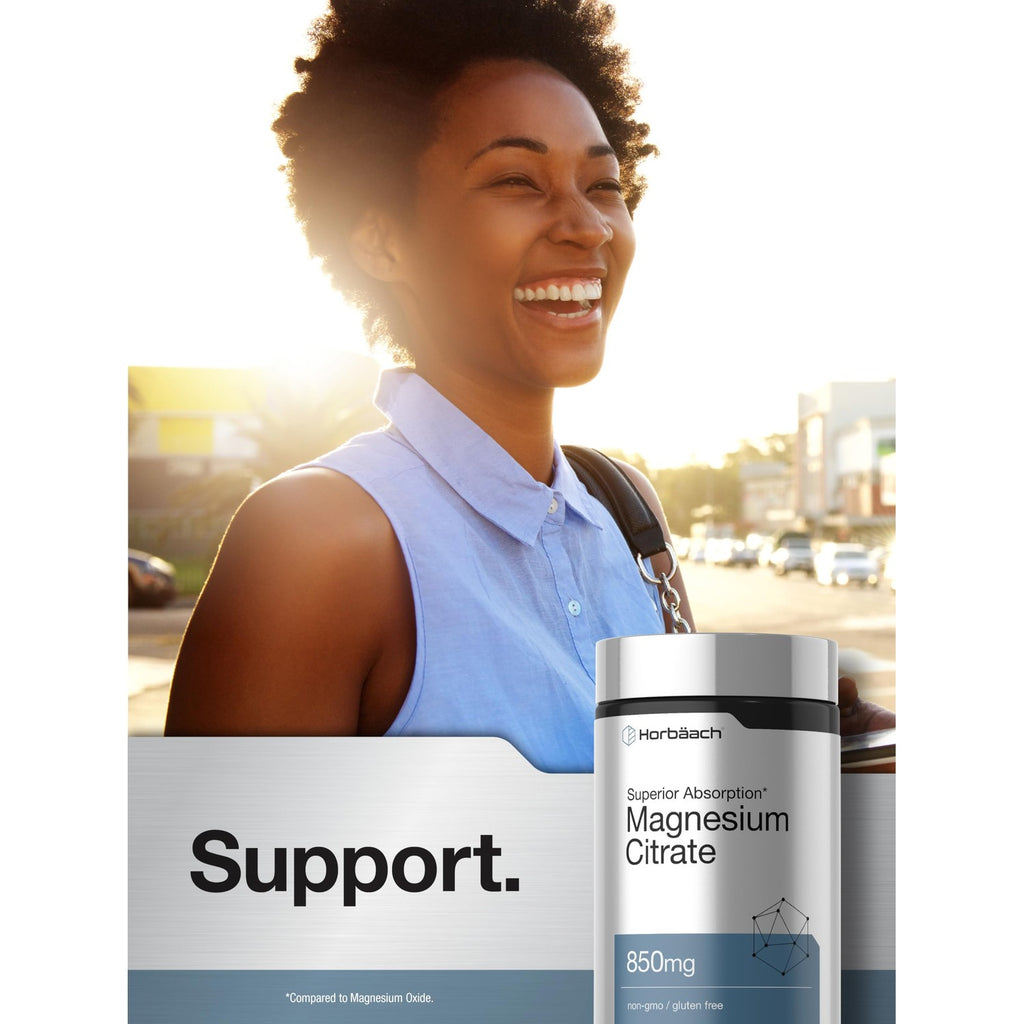 Horbäach Magnesium Citrate | 850mg | 120 Softgels | Superior Absorption