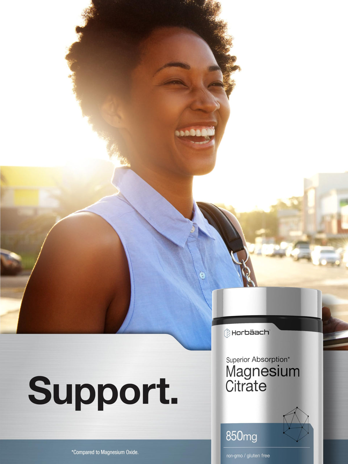 Horbäach Magnesium Citrate | 850mg | 120 Softgels | Superior Absorption