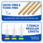 [300 Pack] Brown Paper Straws 7.75" Compostable Drinking Straws Disposable