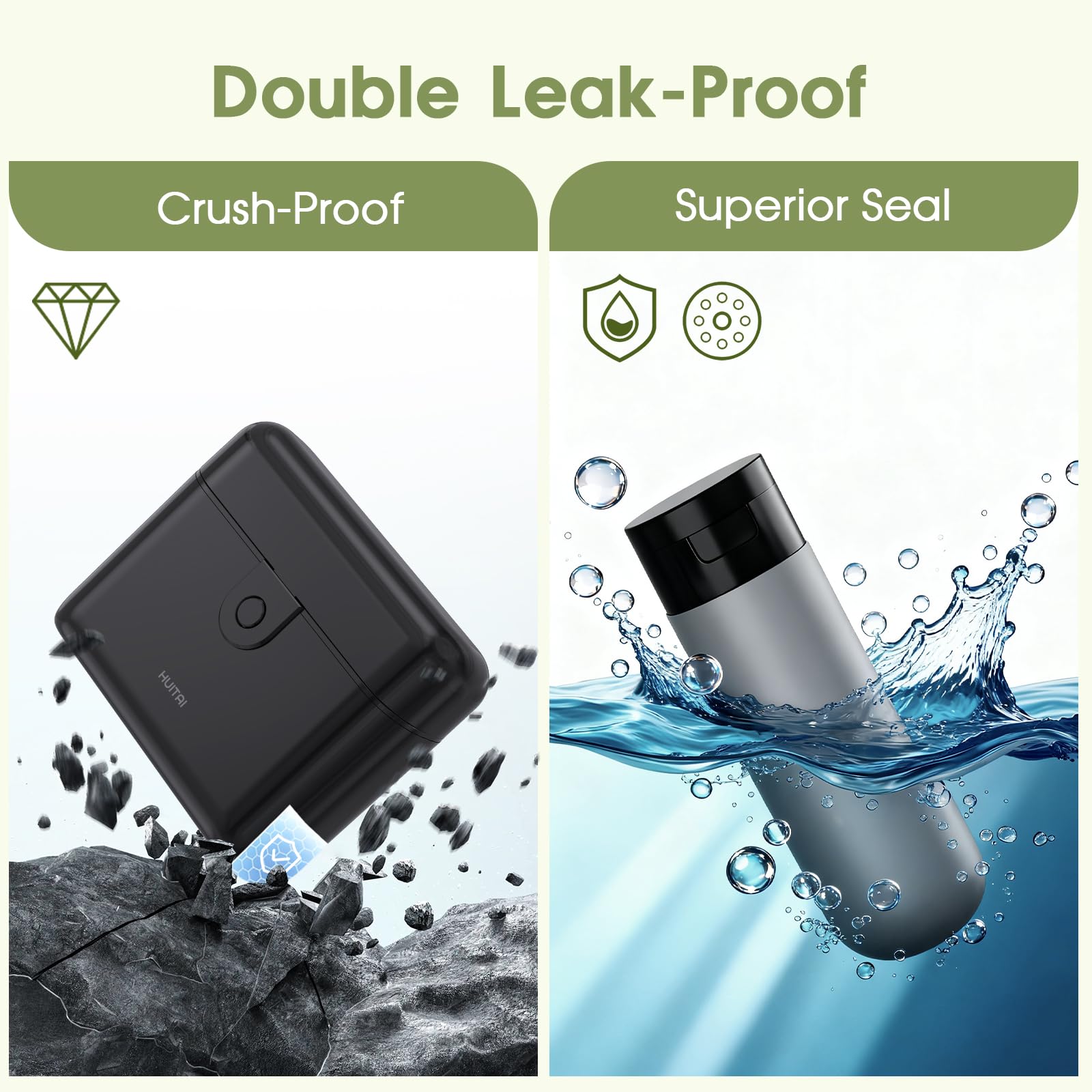 Travel Bottles TSA 4x2oz With Case Leak-Proof Black | Durable ABS hard case, press-to-unlock, 4 individual compartments, wide-mouth bottles for easy fill, leak-proof seals