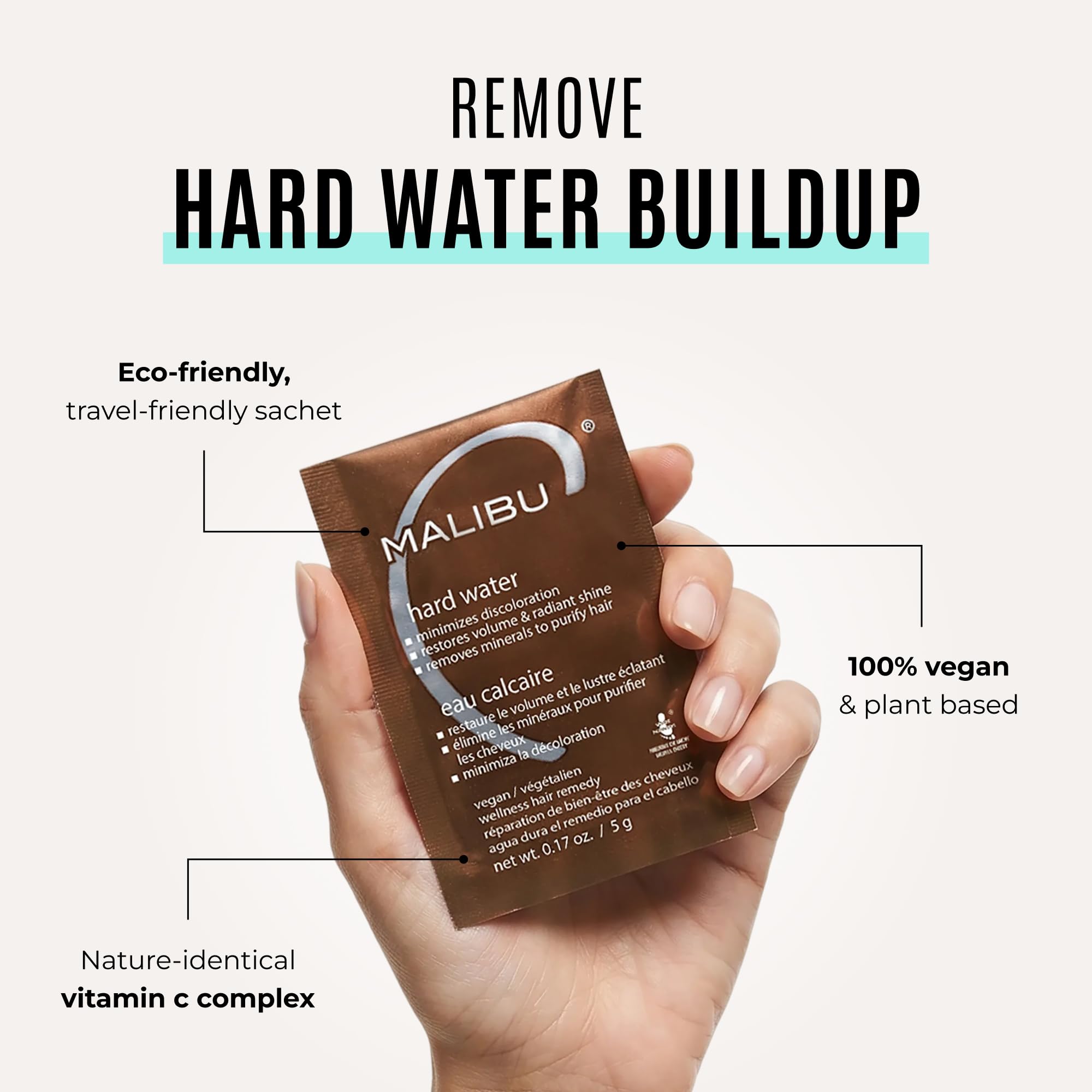 Malibu C Hard Water Wellness Hair Remedy - Removes Hard Water Deposits & Impurities + Restores Volume and Radiant Shine with Vitamin C Complex (1 Packet)