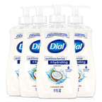 Dial Antibacterial Hydrating Liquid Hand Soap, Coconut Milk, 11oz, 4-Pack | Clinically Proven Moisturizing, Gentle for Frequent Use, No Sulfates, Parabens, Phthalates, #1 Doctor Recommended