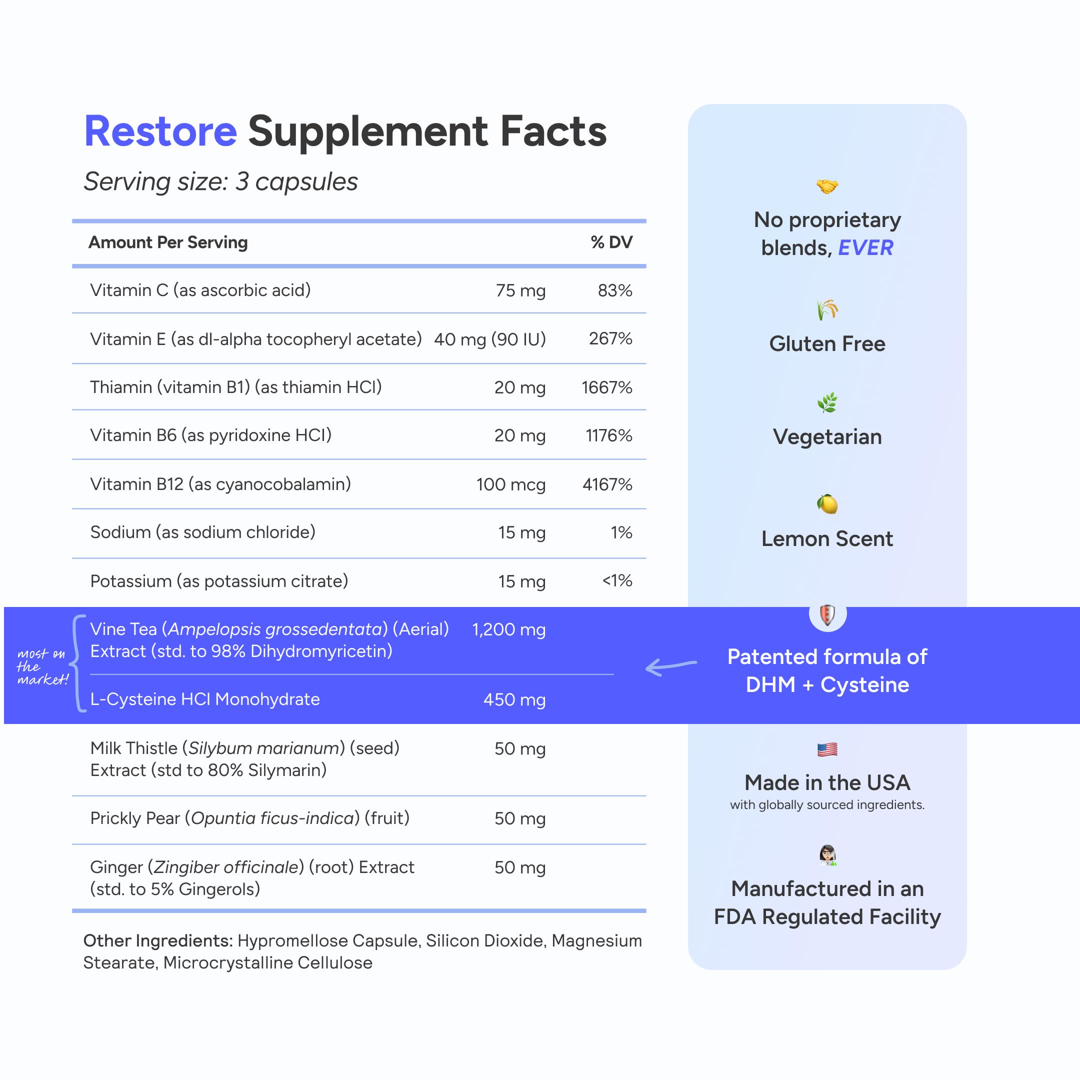 Cheers Restore | Supplement with DHM, L-Cysteine, Milk Thistle | 36 Doses | After Alcohol Aid, Feel Better After Drinking, Support Your Liver, DHM, L-Cysteine, Milk Thistle, Prickly Pear