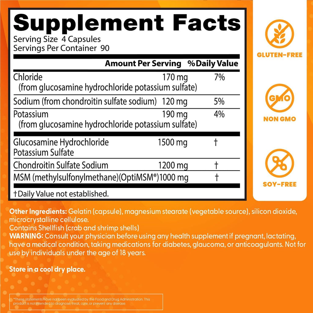 Buy now Doctor's Best Glucosamine Chondroitin Msm with OptiMSM Capsules, Joint Support Supplement Supports Healthy Joint Structure, Function & Comfort, Non-GMO, Gluten Free, Soy Free, 360 Count at indiglob india