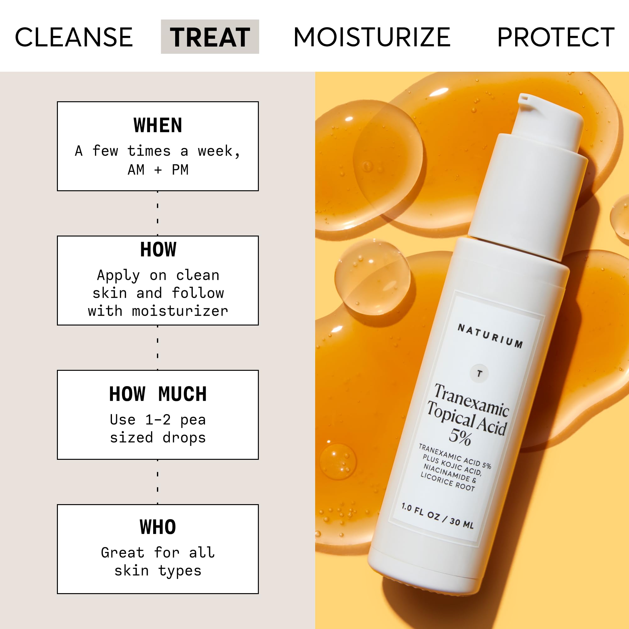 Naturium Tranexamic Topical Acid 5%, Face & Skin Care, 1 fl oz | Serum for Even Tone & Texture, Targets Dark Spots, Boosts Radiance with Kojic Acid, Niacinamide & Licorice Root