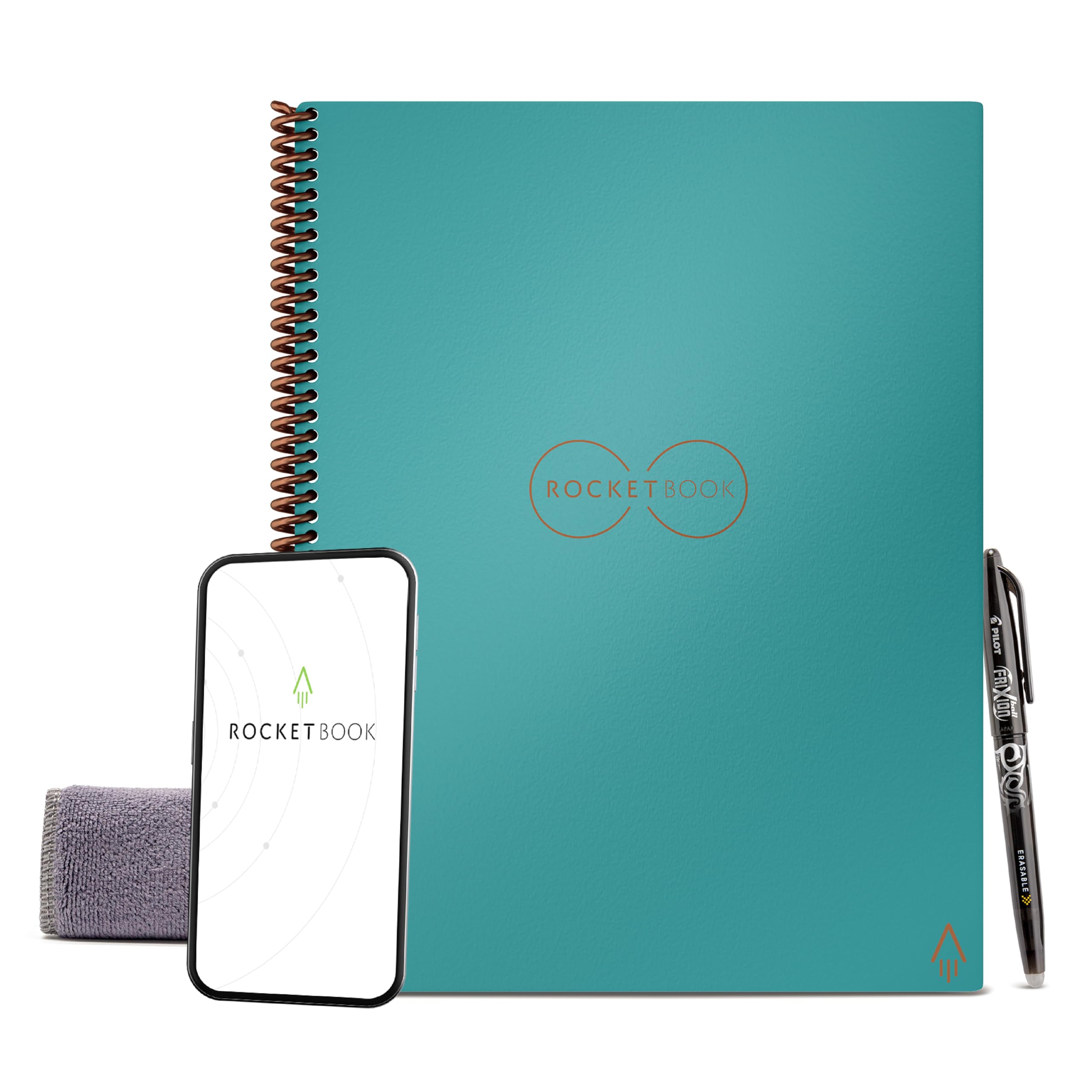 Buy now Rocketbook Core Reusable Spiral Notebook, Letter Size 8.5x11, Black - Dotted Pages, App-Connected, Erasable, Durable Cover, Ideal for School, Work, and Creative Projects Classic Letter Teal at indiglob india