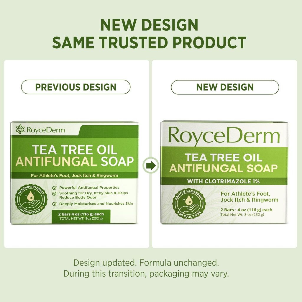 Roycederm Antifungal Bar Soap - Tea tree Oil Soap - Athlete’s Foot Treatment for Jock Itch & Ringworm - Medicated Antifungal Soap with Clotrimazole 1% - Tea Tree Oil Scent, 1 Pack