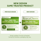Roycederm Antifungal Bar Soap - Tea tree Oil Soap - Athlete’s Foot Treatment for Jock Itch & Ringworm - Medicated Antifungal Soap with Clotrimazole 1% - Tea Tree Oil Scent, 1 Pack