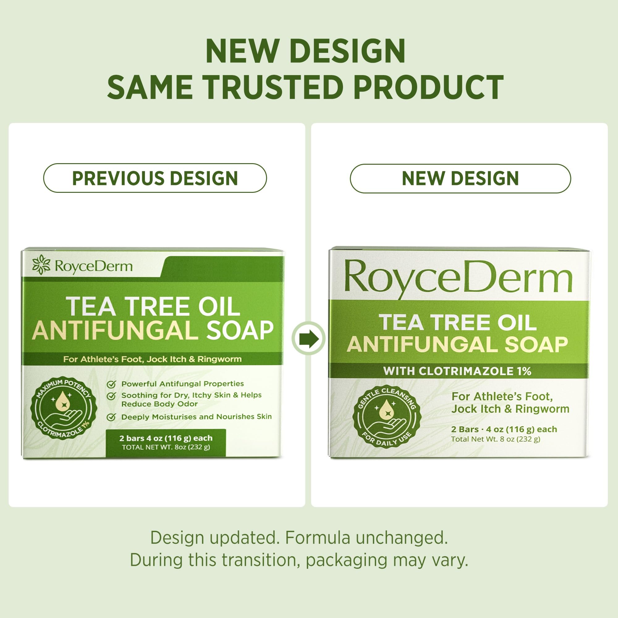 Roycederm Antifungal Bar Soap - Tea tree Oil Soap - Athlete’s Foot Treatment for Jock Itch & Ringworm - Medicated Antifungal Soap with Clotrimazole 1% - Tea Tree Oil Scent, 1 Pack