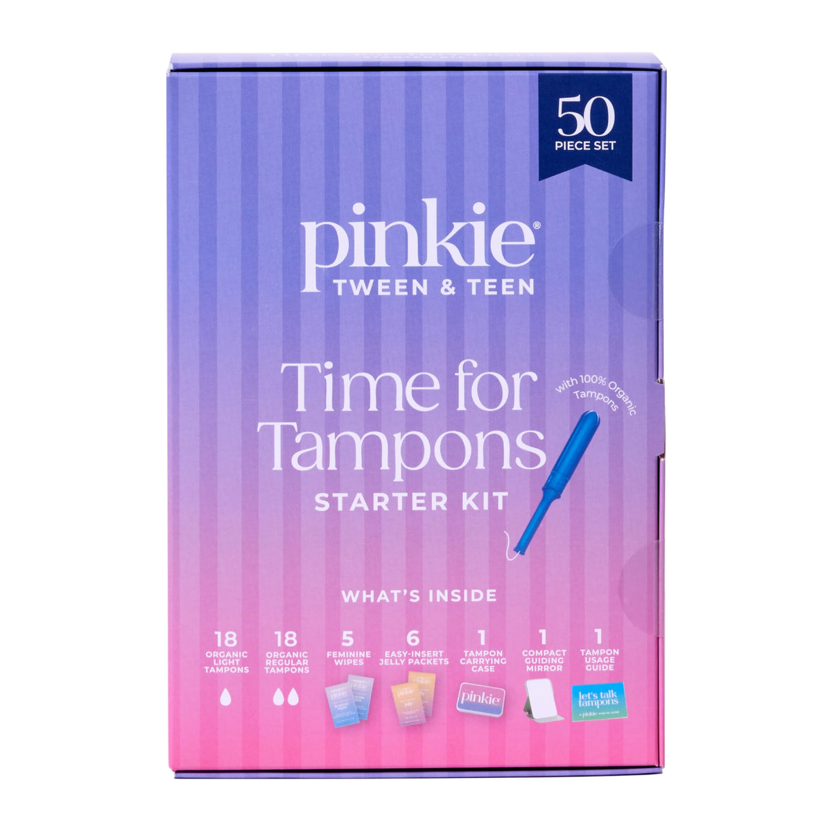 Pinkie Time for Tampons Starter Kit for Teens & Beginners - 50 Piece Set
