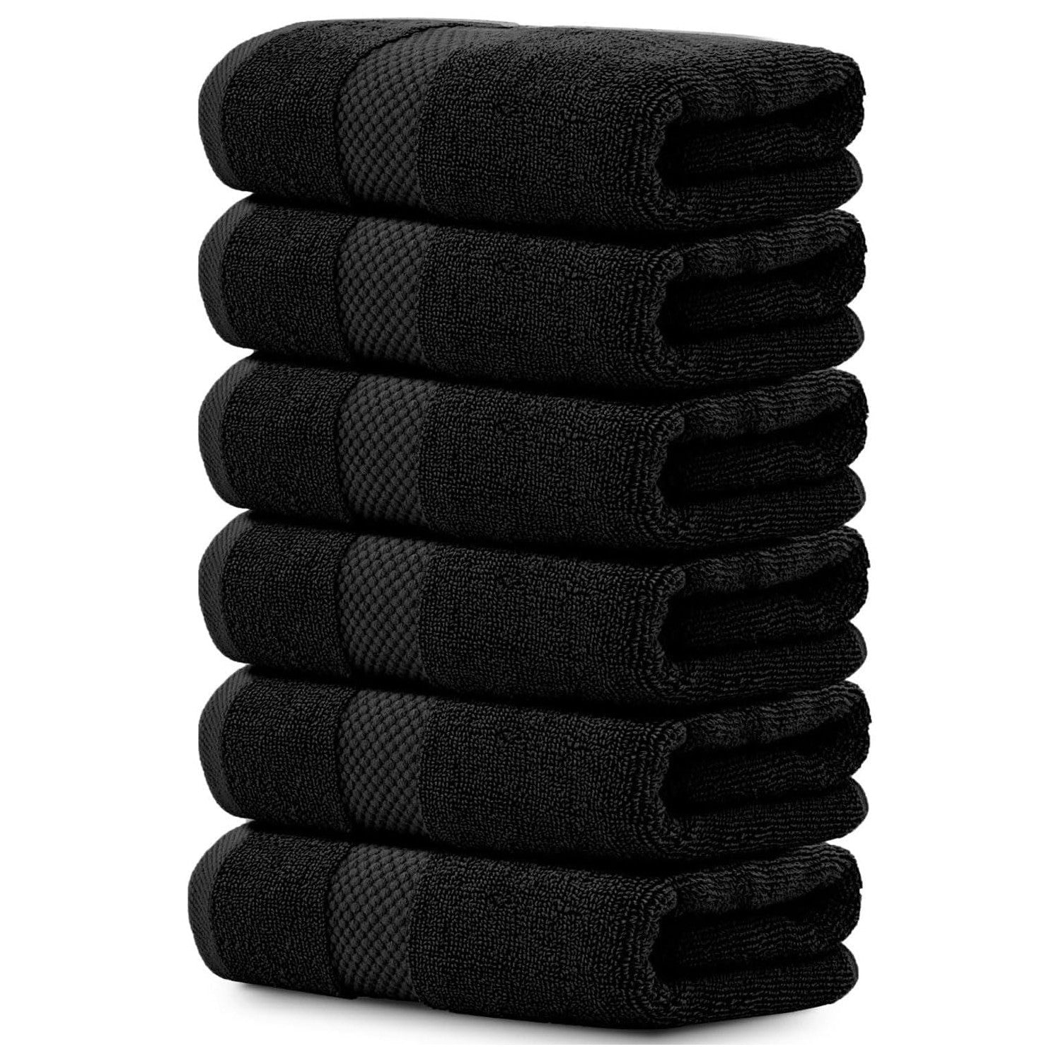 Buy now Luxury White Hand Towels - Soft 100% Turkish Cotton | Highly Absorbent Hotel spa Bathroom Towel Collection | 16x30 Inch | Set of 6 04: Black at indiglob india
