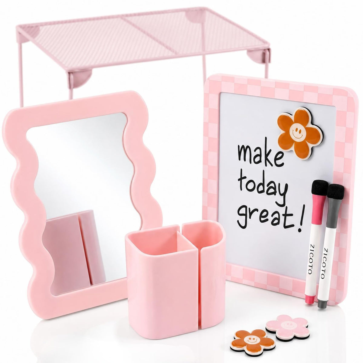 Stylish Locker Accessories Kit - Includes Shelf, Mirror, Whiteboard & More