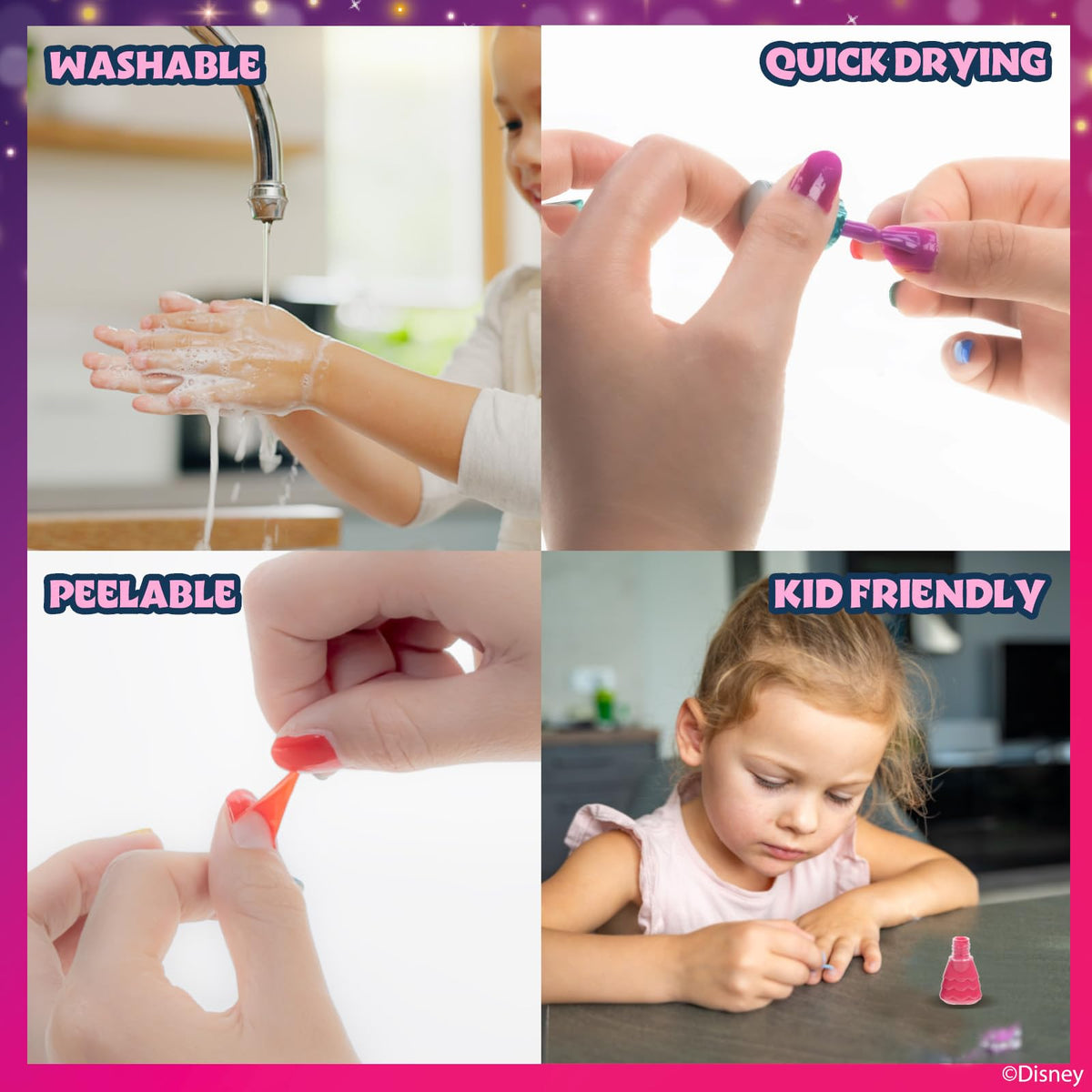 Disney Princess Nail Polish Set, 18-Piece Peel-Off for Girls, Ages 3+