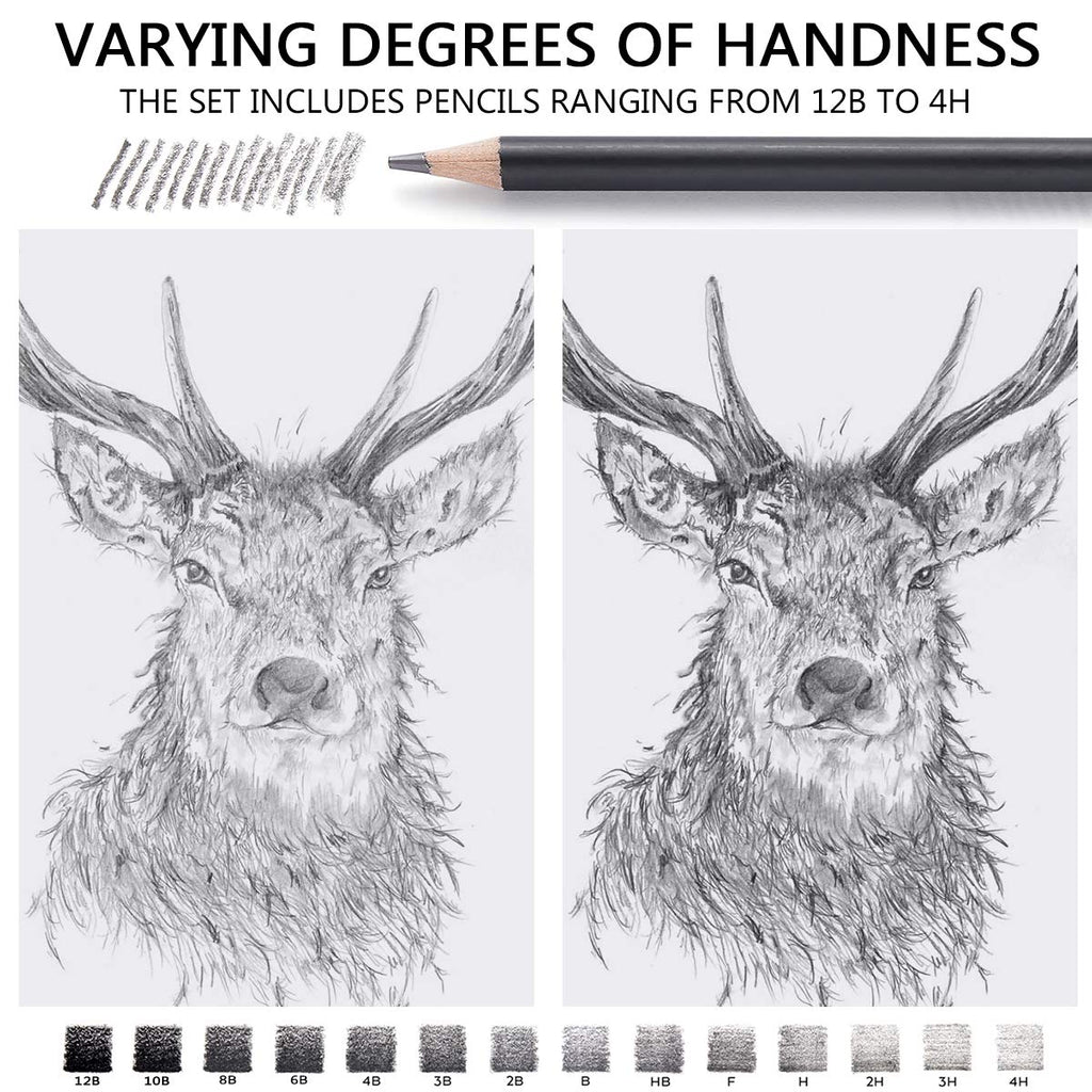 MARKART Drawing Sketching Pencils Set, 14 Pieces, Graphite Pencil(12B - 4H)