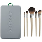EcoTools 6 Piece Start the Day Beautifully Makeup Brush Set | Natural face and eye look, makeup brush kit for liquid cream or powder, bamboo makeup brushes, storage tin