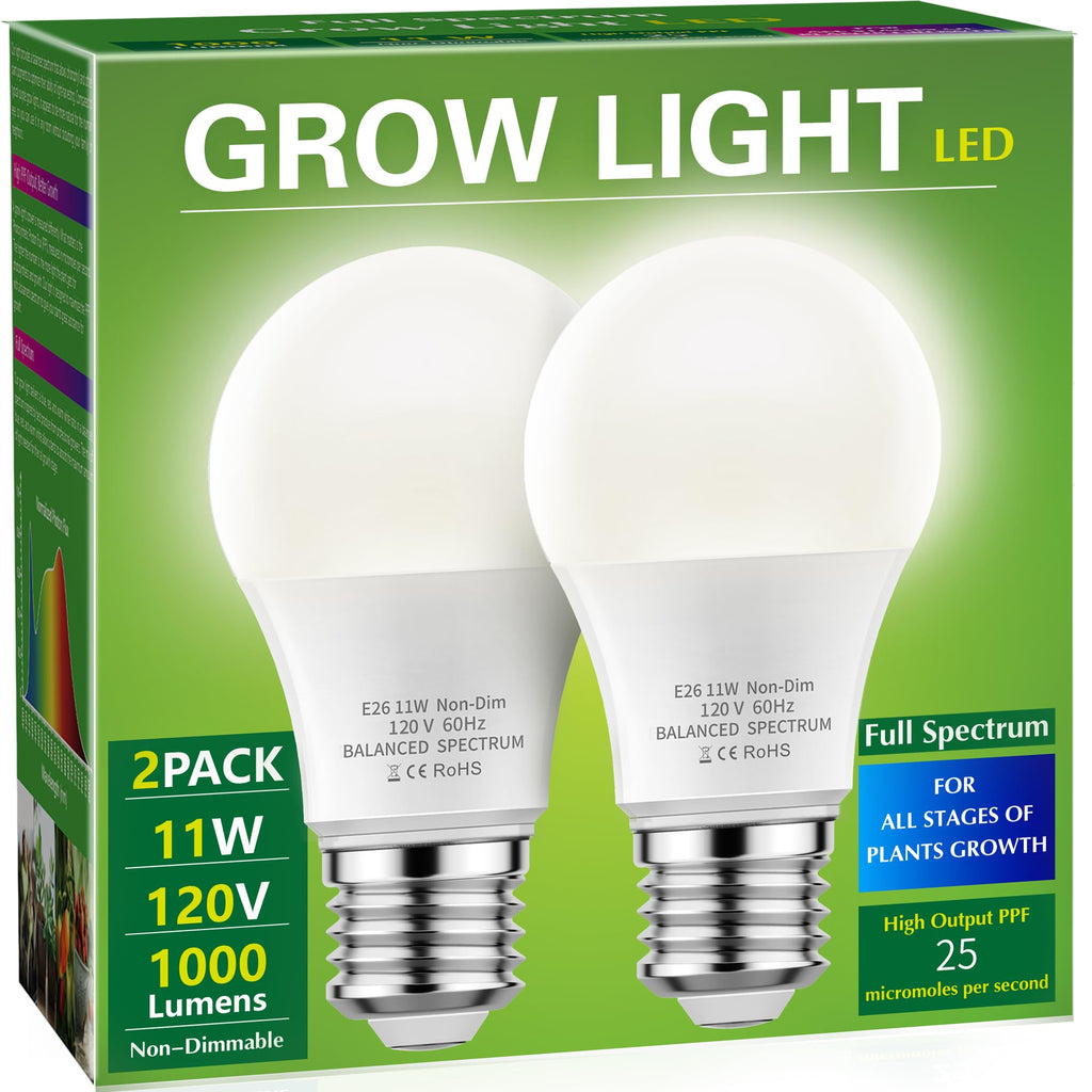 Buy now Grow Light Bulbs, Briignite LED Grow Light Bulb A19 Bulb, Full Spectrum Grow Light Bulb, Plant Light Bulbs E26 Base, 11W Grow Bulb 100W Equivalent, Grow Light for Indoor Plants, Seed Starting, 2Pack at indiglob india
