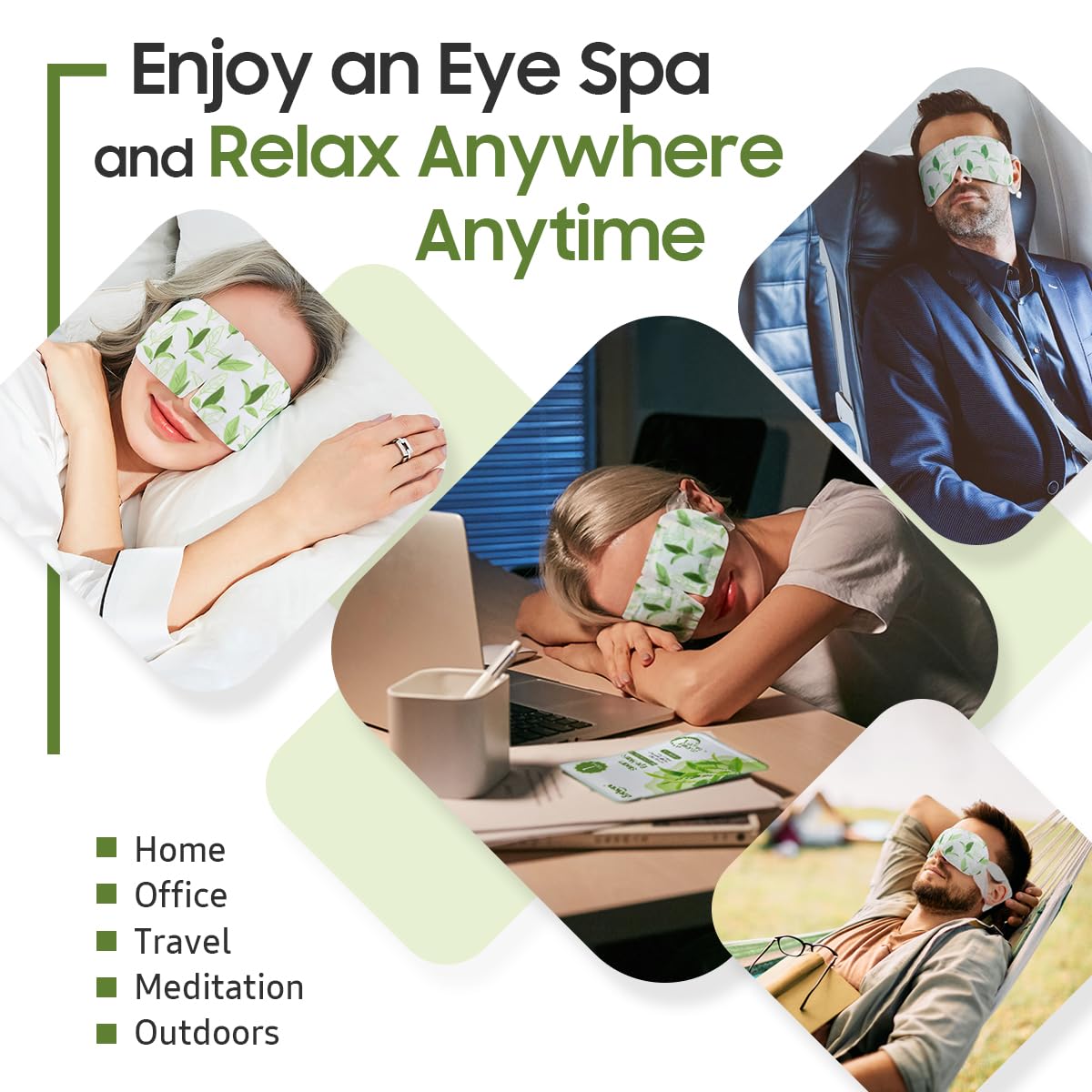 20 Packs Steam Eye Mask, Heated Eye Mask Warm Compress for Eyes, Disposable Self Heating Steam Mask for Home, Sleep, Spa, Travel Essentials & Relaxation Gifts for Women (Green Tea)