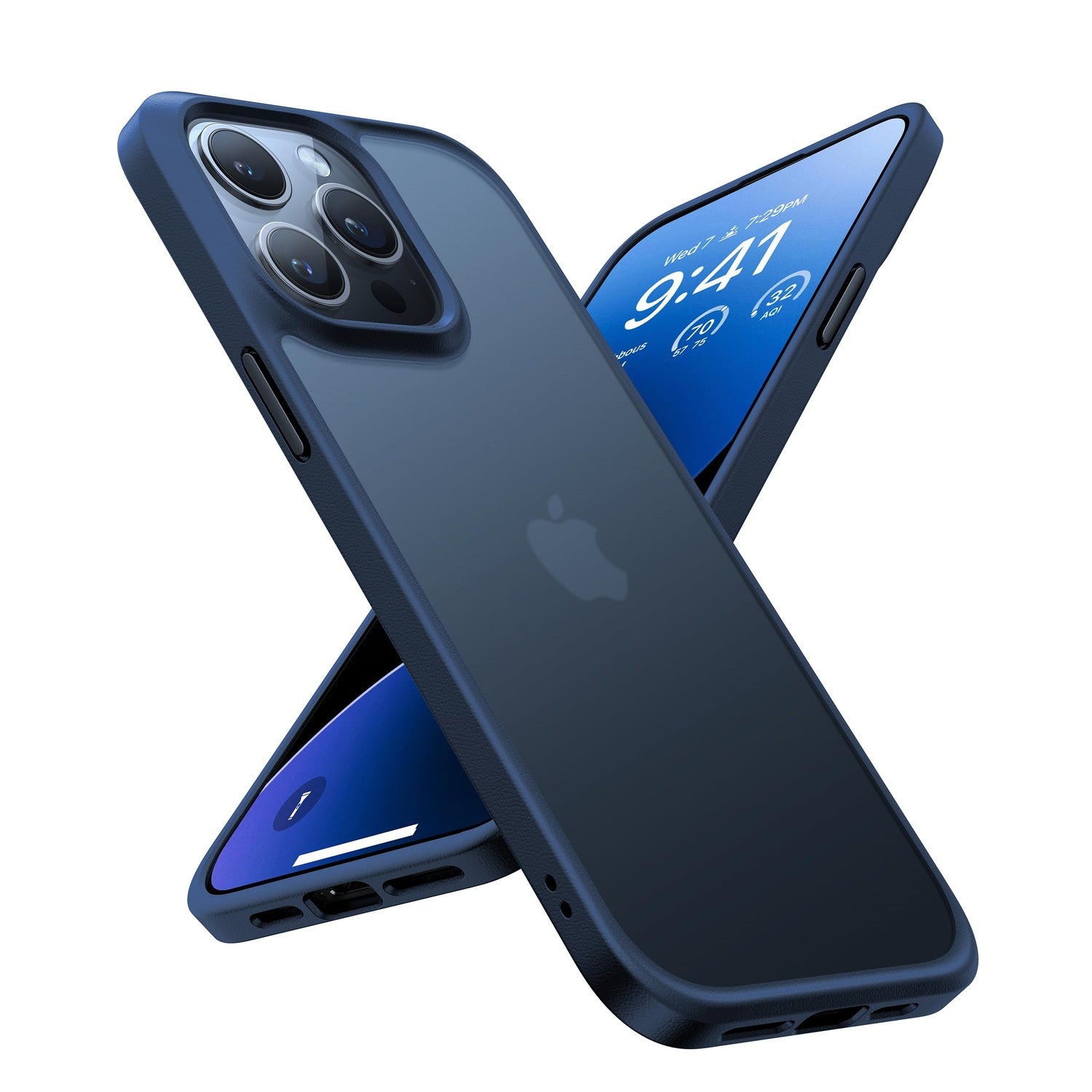 Buy now TORRAS Tough Shockproof for iPhone 13 Pro Case, [Military-Grade Drop Tested] Ultra-Durable Matte Hard PC Back with Soft Silicone Edge Slim Protective for iPhone 13 Pro Phone Case,Translucent Black iPhone 15 Pro Max Blue at indiglob india