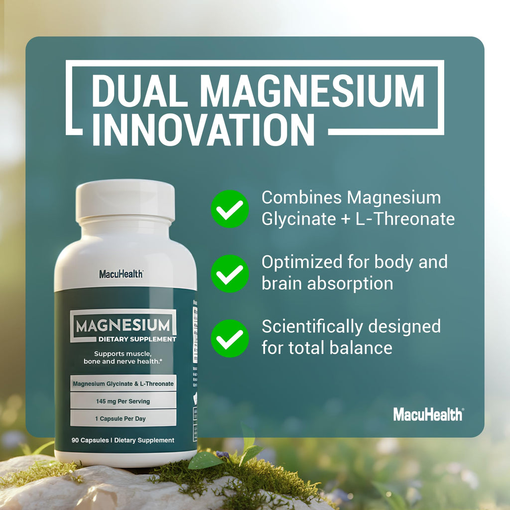 MacuHealth Magnesium Glycinate & L-Threonate 145 mg - Absorbable Magnesium