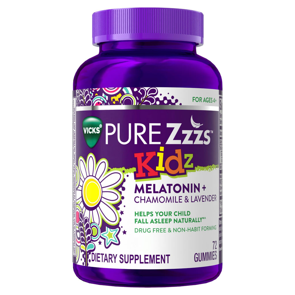 Pure Zzzs, Kidz, Kids Melatonin Gummy, Sleep Aid, Low Amount of Melatonin for Kids, with Chamomile and Lavender, 1 mg, Berry Flavored, 72 Count