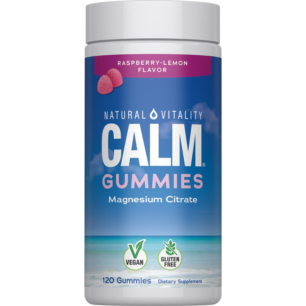 Natural Vitality Calm Magnesium Gummies | 330mg Per Serving | Raspberry Lemon Flavored Supplement | Gluten-Free & Vegan | 120 Count