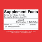 MARYRUTH'S Organic Methyl B12 Spray, 1,500 mcg B12 Per Serving, 1 Fl Oz | Energy Metabolism Support, Gluten Free, Vegan, Non-GMO