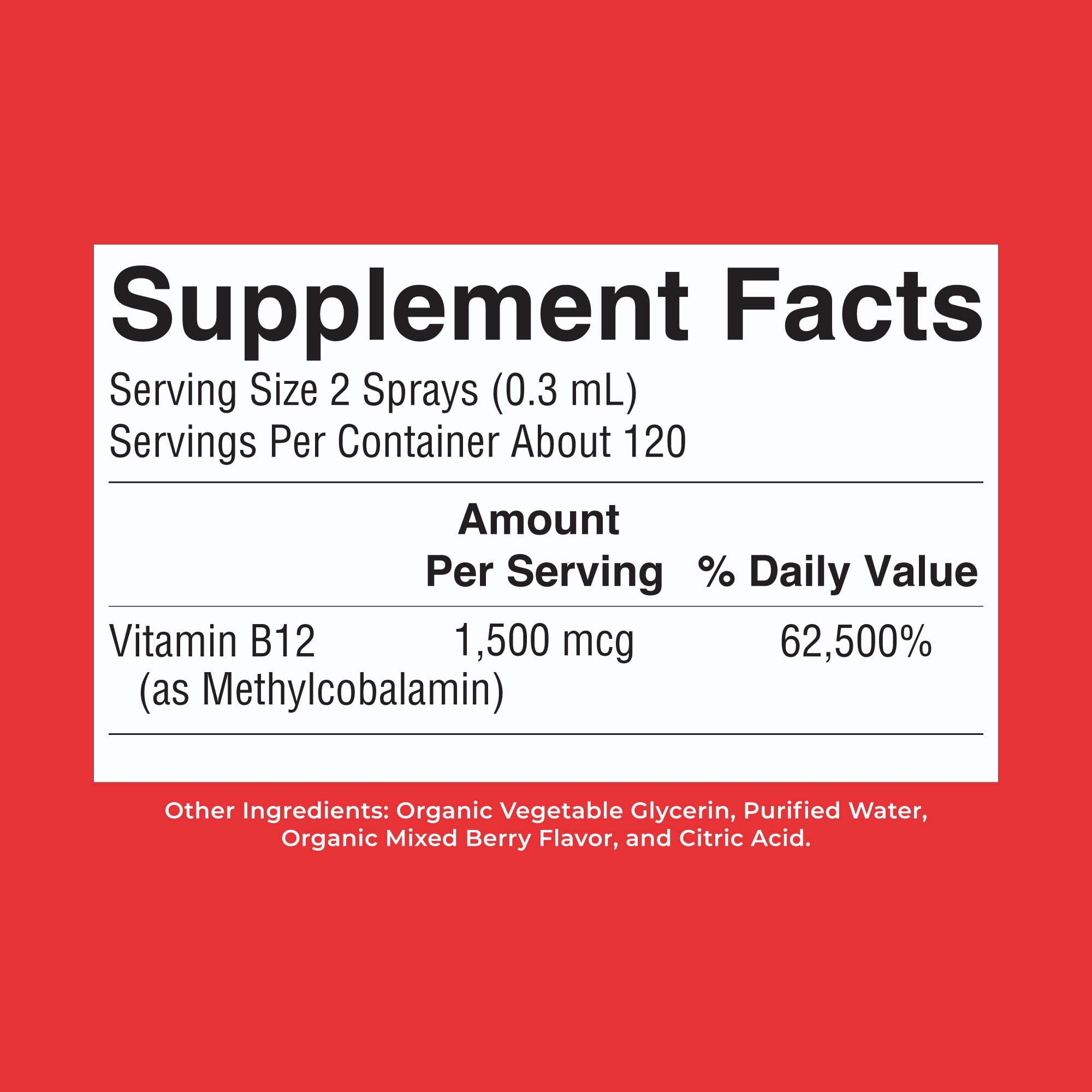 MARYRUTH'S Organic Methyl B12 Spray, 1,500 mcg B12 Per Serving, 1 Fl Oz | Energy Metabolism Support, Gluten Free, Vegan, Non-GMO