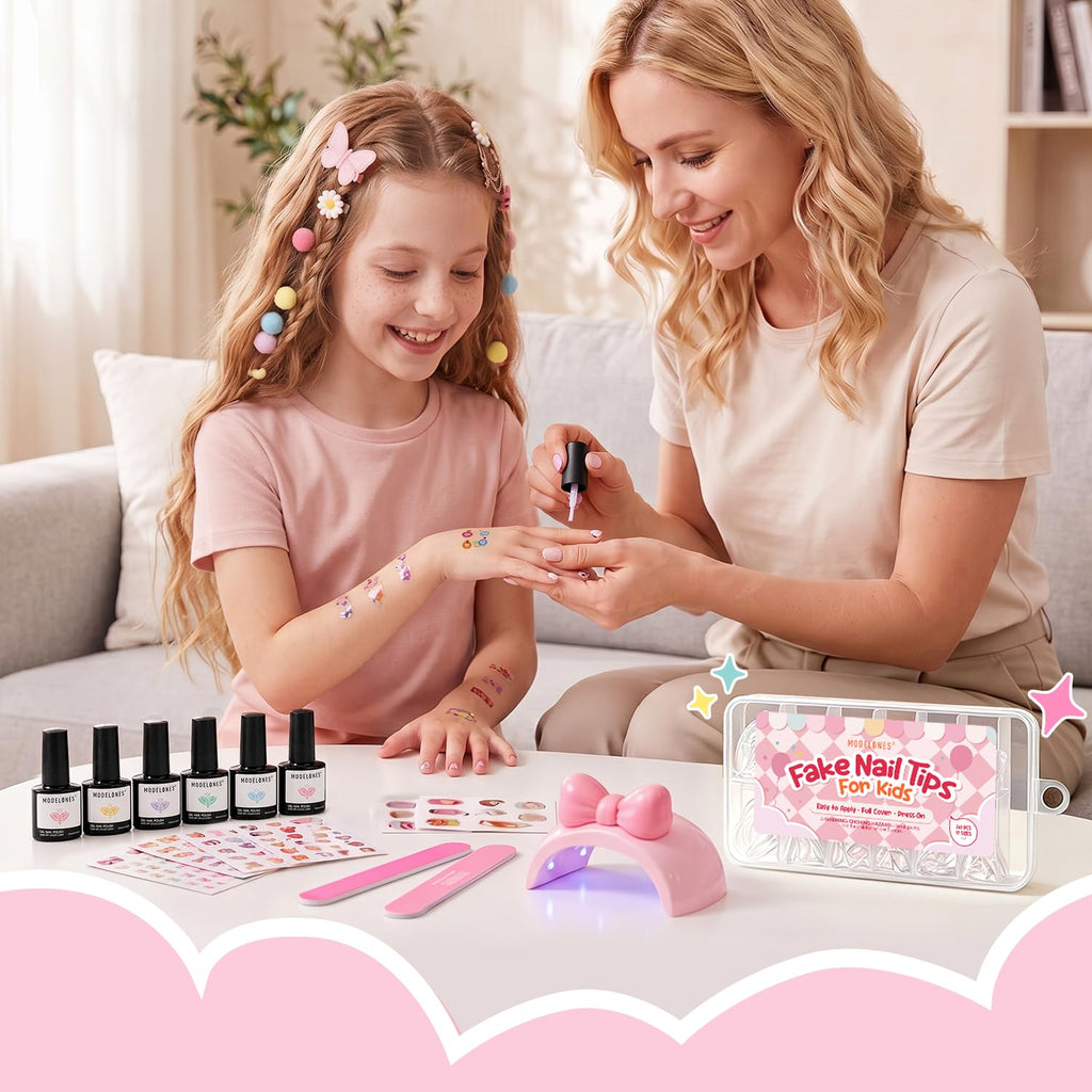 Modelones Short Almond Nail Tips 360pcs for kids. Order online in India for vibrant nail art fun and creativity.
