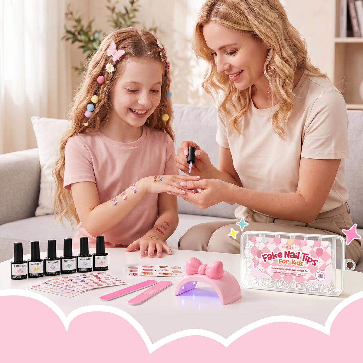 Modelones Short Almond Nail Tips 360pcs for kids. Order online in India for vibrant nail art fun and creativity.