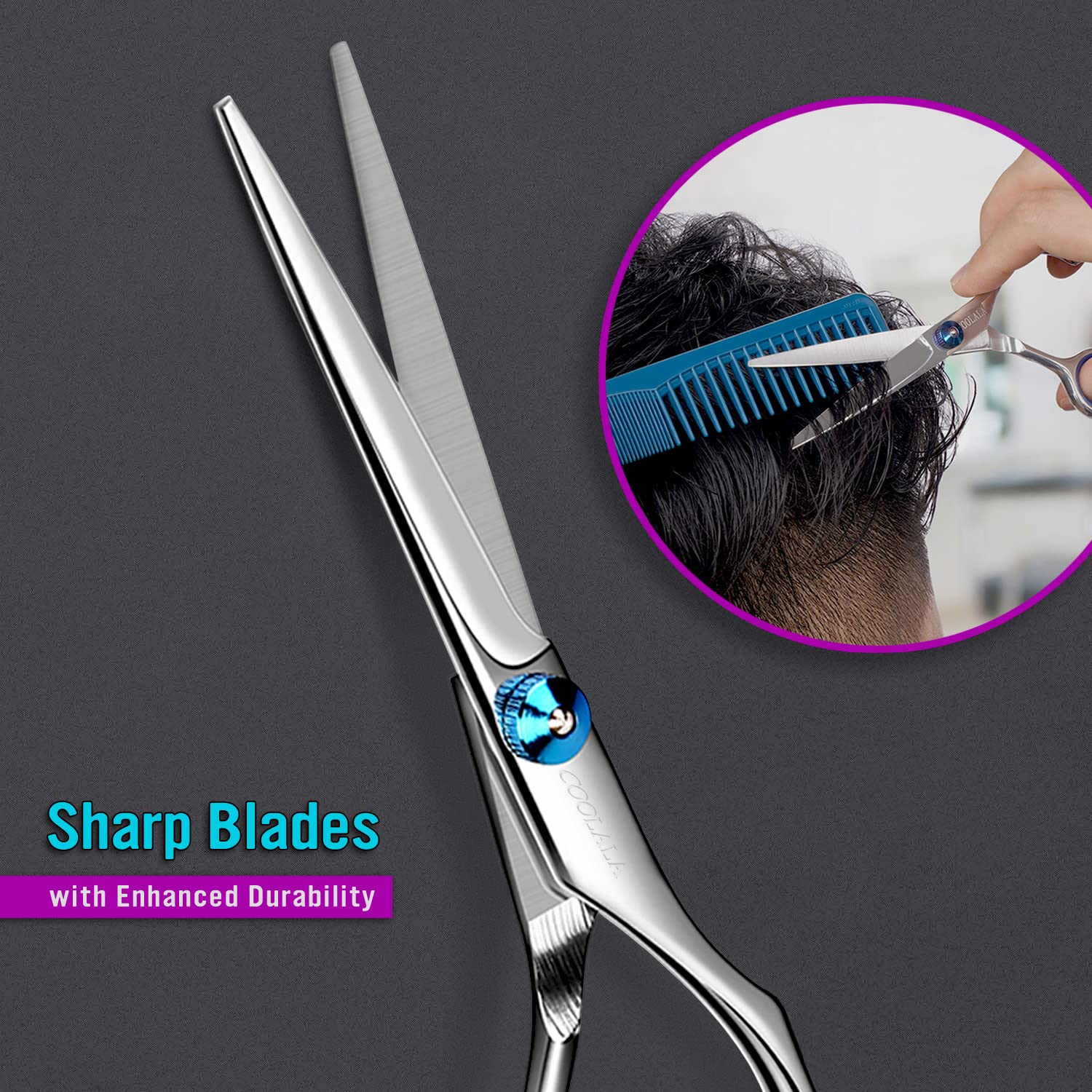 Buy now Stainless Steel Hair Cutting Scissors 6.5 Inch Hairdressing Razor Shears Professional Salon Barber Haircut Scissors, One Comb Included, Home Use for Man Woman Adults Kids Babies at indiglob india