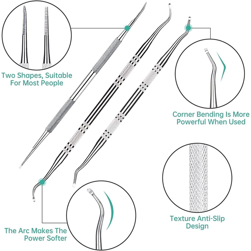 Buy now 3-Pack Ingrown Toenail File and Lifters, Professional Surgical Stainless Steel Ingrown Toenail Tool- Safe Nail Cleaning Treatment Pedicure Tools Kit Under Sidewall Cleaner Pain Relief Accessories at indiglob india