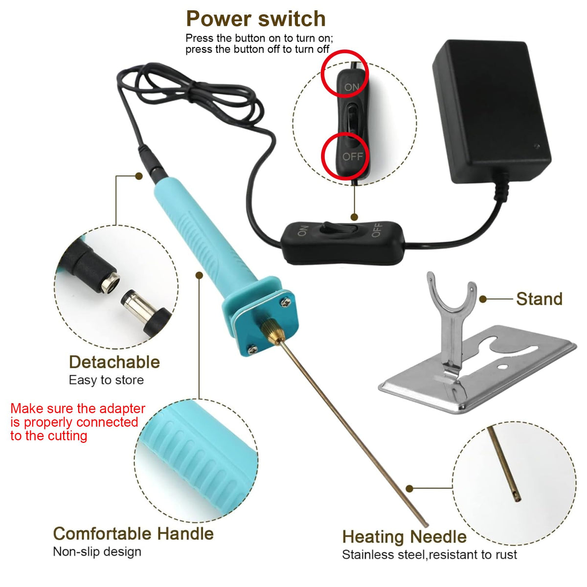 Foam Cutter Electric Hot Wire Cutter Pen 10CM Foam Board Cutting with Stand 18W Hot Knife Styrofoam Cutting Pen with Adaptor Foam Cutting Tool for White Safe Styrofoam,Arts,Handcraft